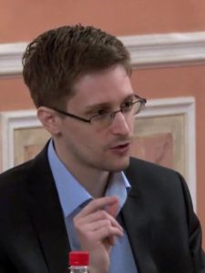 Edward Snowden giving a talk.
